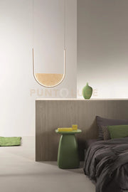 SOSPENSIONE LOTUS ORO CON VETRO AMBRA L.53CM A LED 3000K 2488M 34W DIMMERABILE