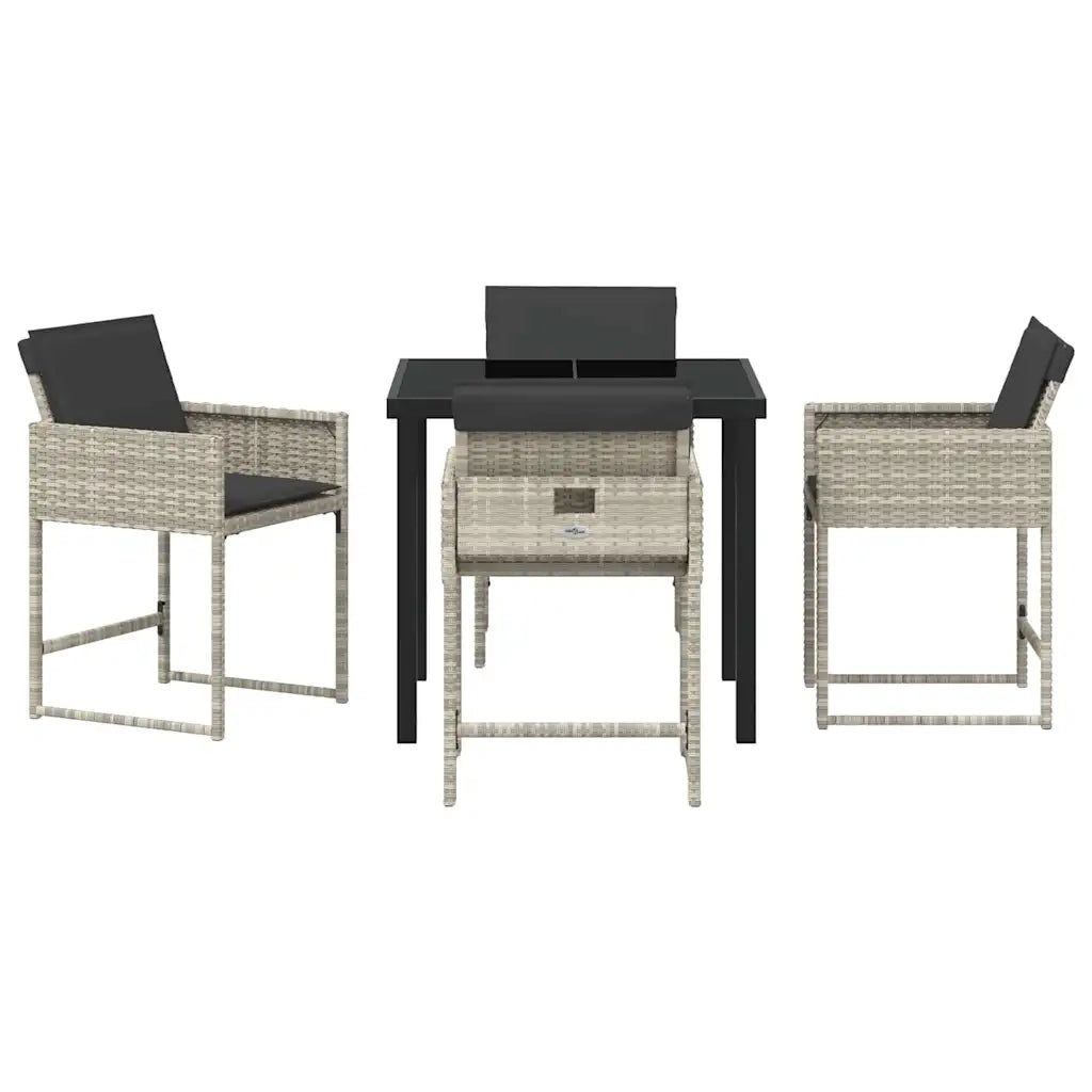 Set da Pranzo per Giardino 5 pcs Grigio chiaro polyrattan