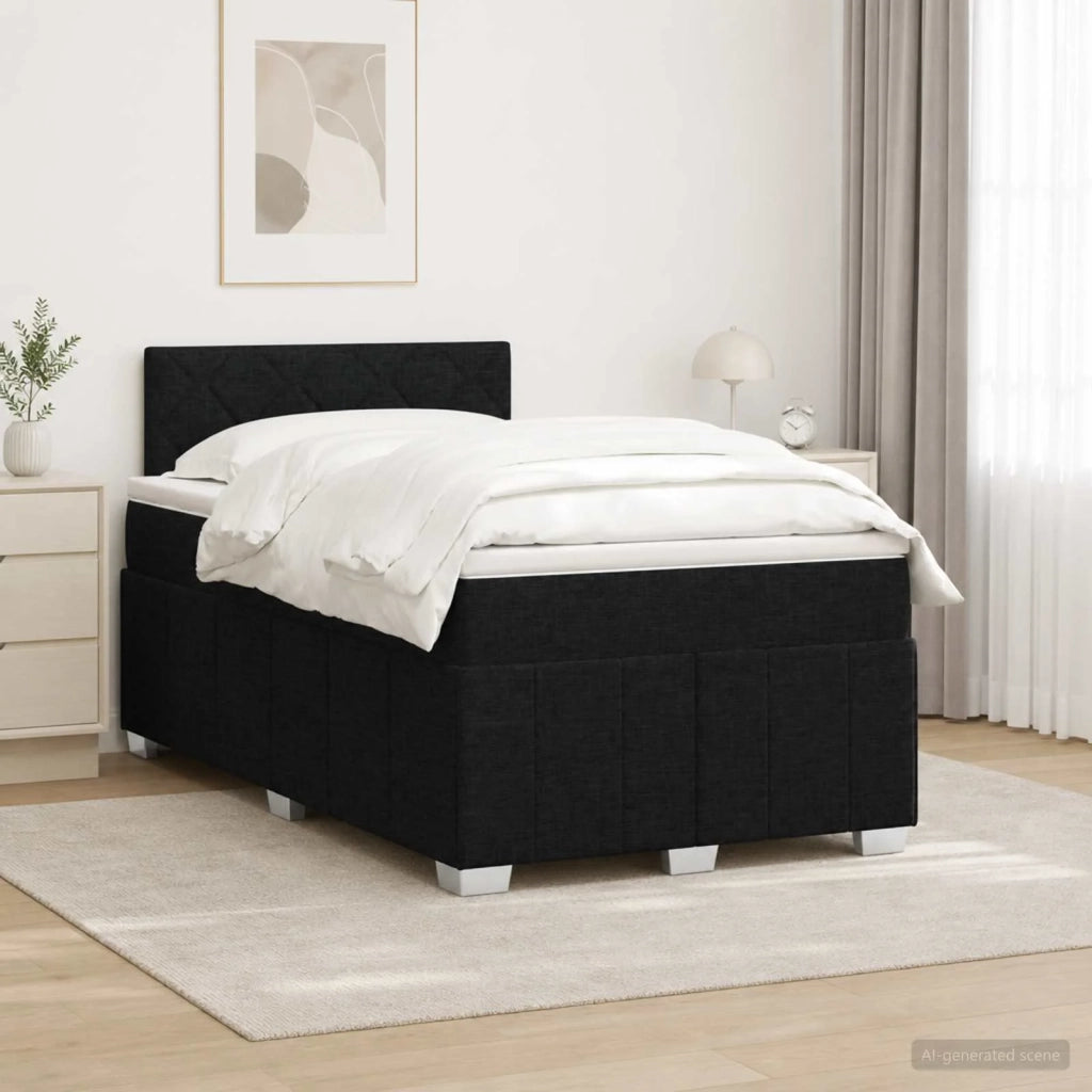 Letto box spring con materasso Nero 120 x 200 cm Tessuto 3452658