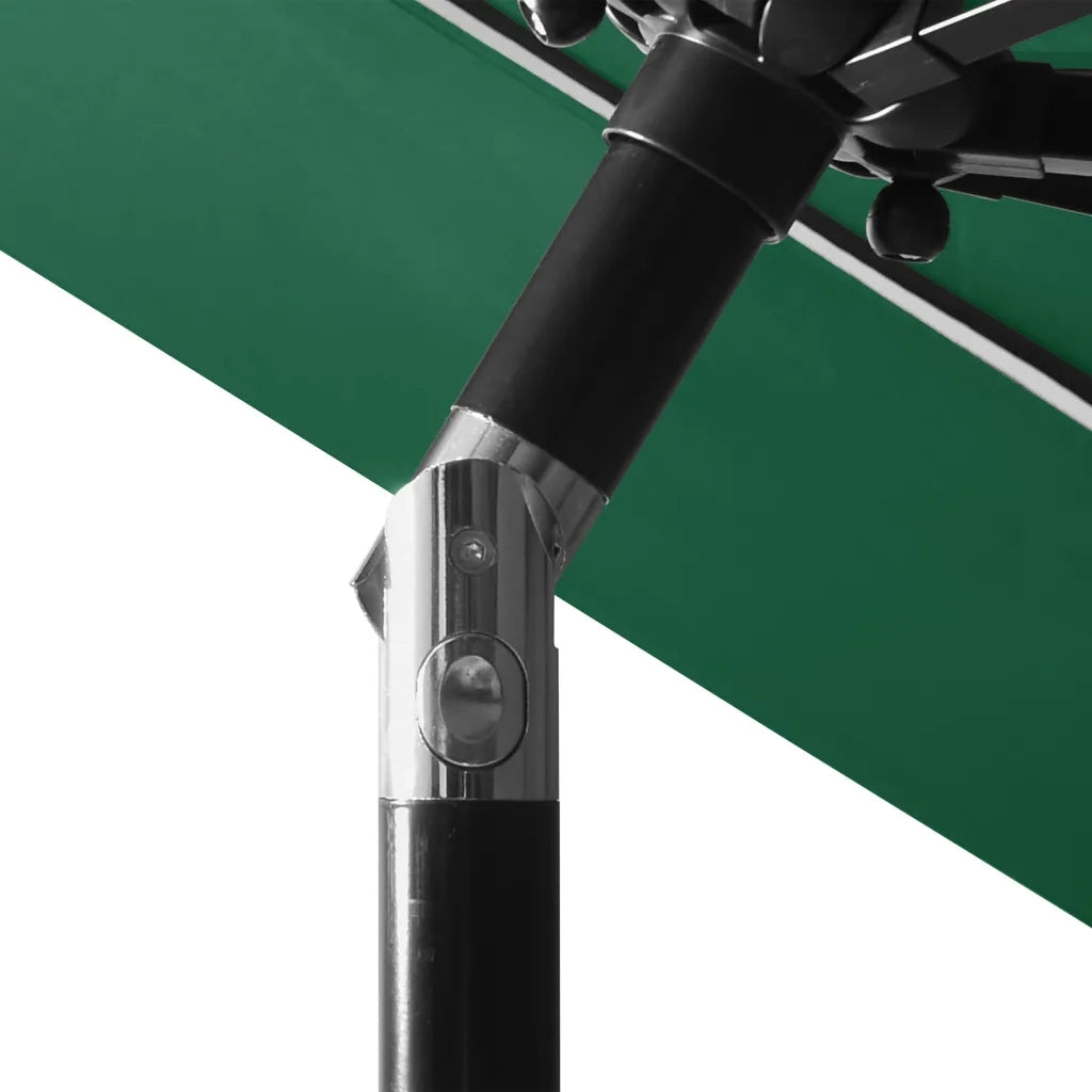 Ombrello | Parasolne a 3 Livelli con Palo in Alluminio Verde 3 m