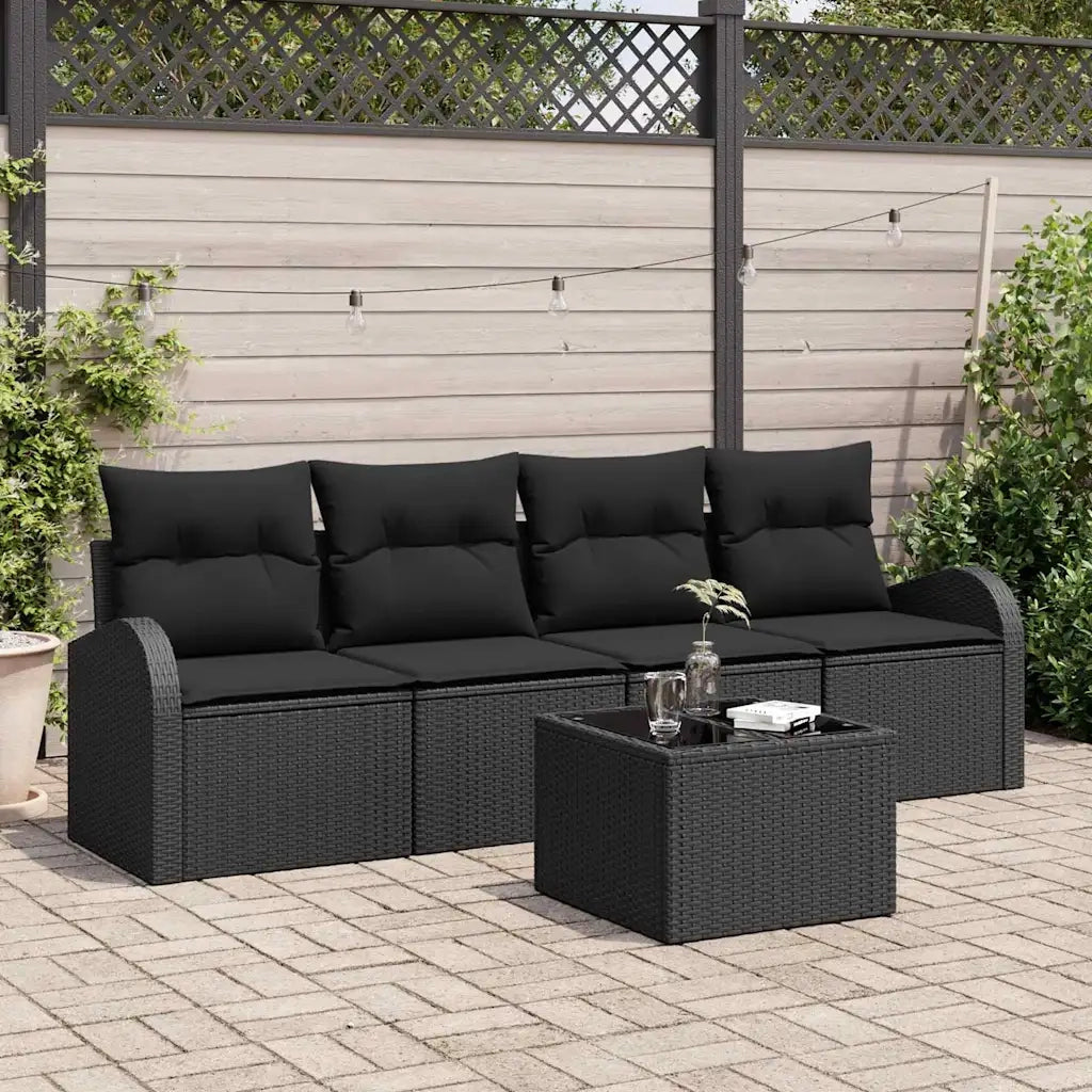 Set Divano da Giardino Nero 55 x 55 x 37 cm polyrattan