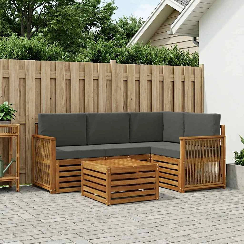Set di divani da esterno 5 pz Naturale e Antracite Poliestere 3384328
