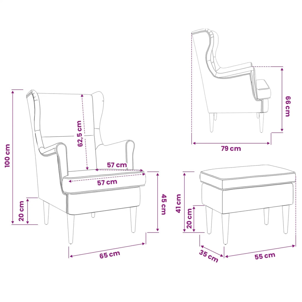 Poltrona con Ottomano 2 pz Tortora Tessuto 3418805