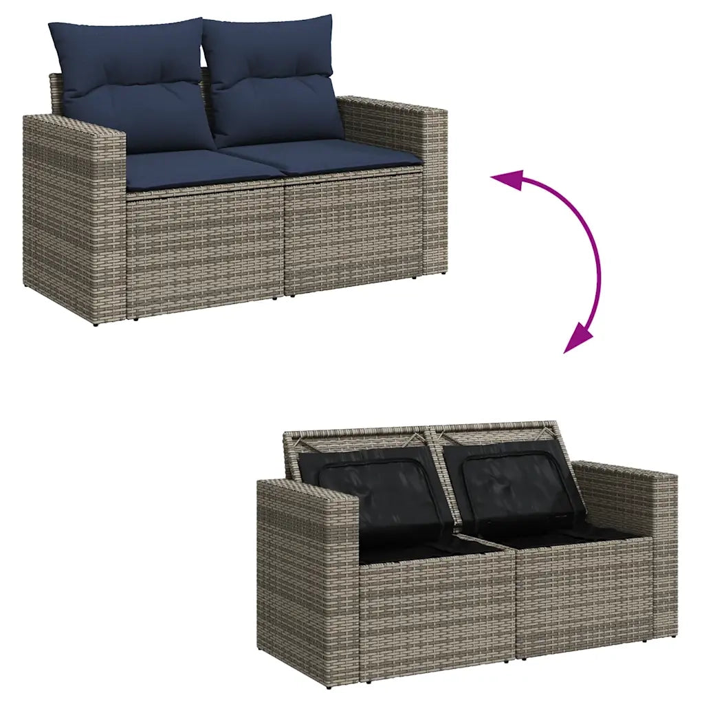 Set Divani da Giardino 8 pz con Cuscini Grigio in Polyrattan 3256565