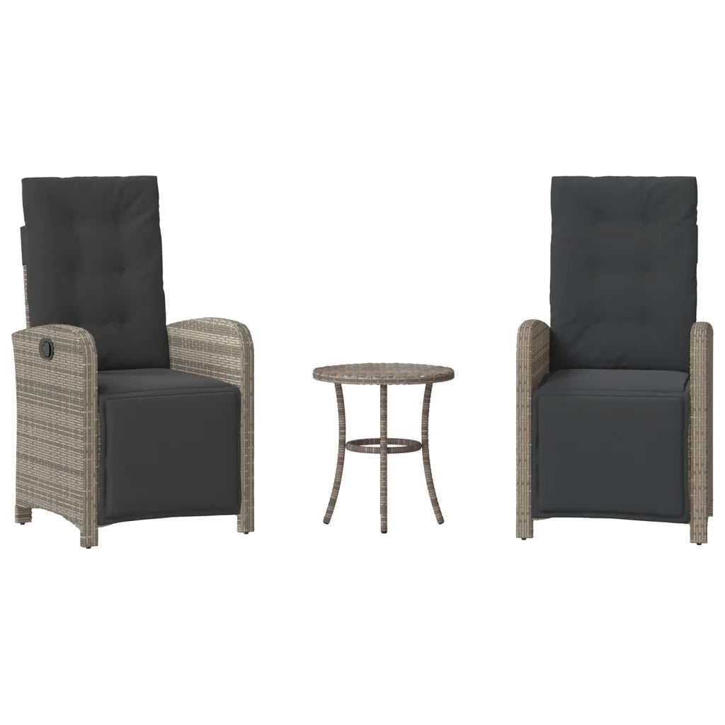 Set da Bistrò 3 pz con Cuscini Grigio in Polyrattan 365203