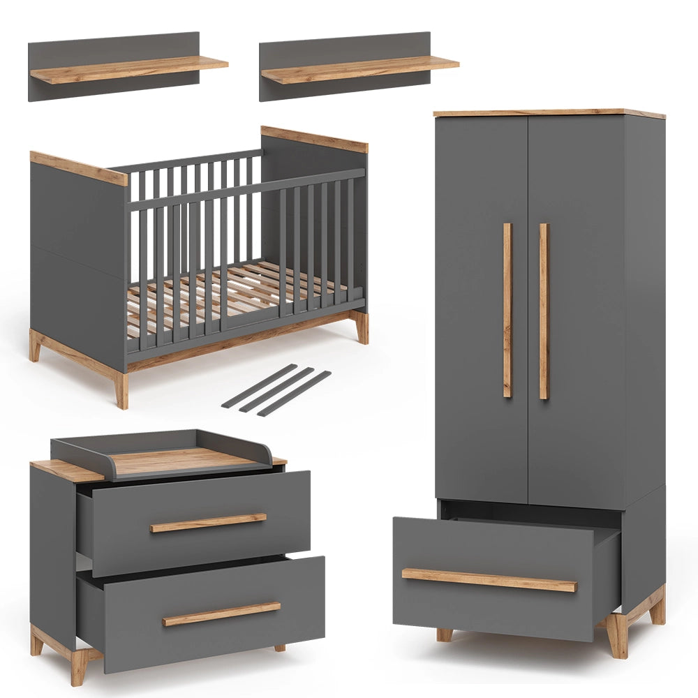 Vitalispa Set per cameretta Grigio/quercia Set di 4