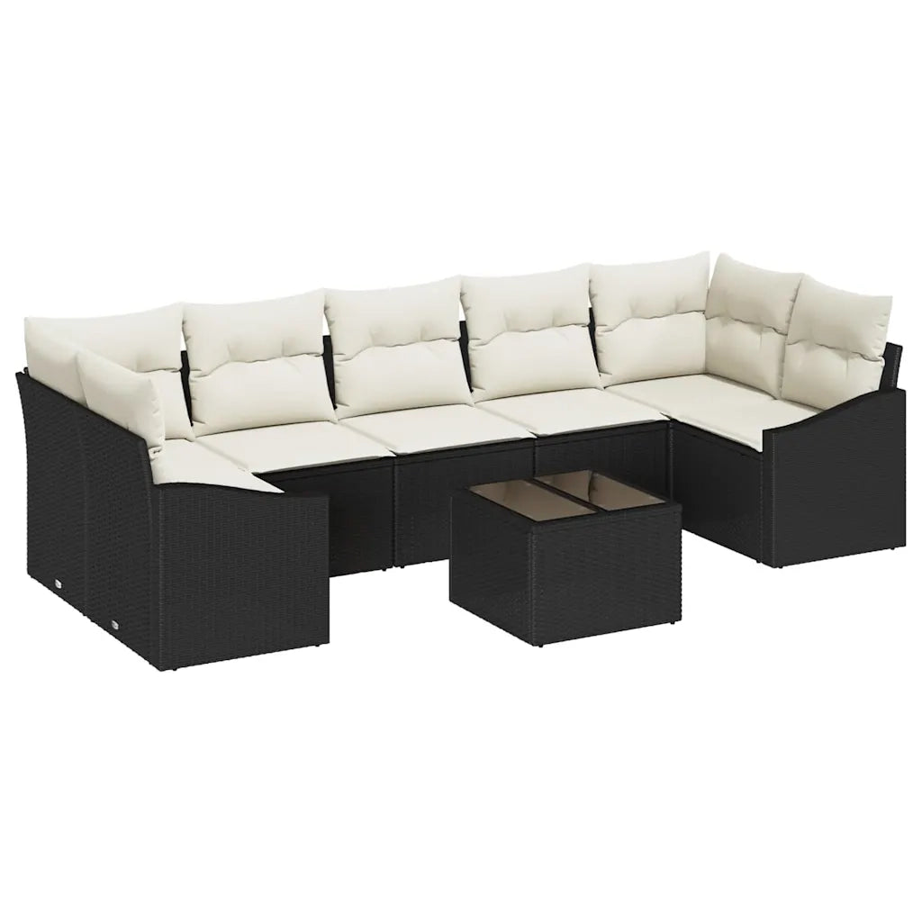 Set di divani con cuscino 8 pcs Nero e Crema polyrattan 3355306