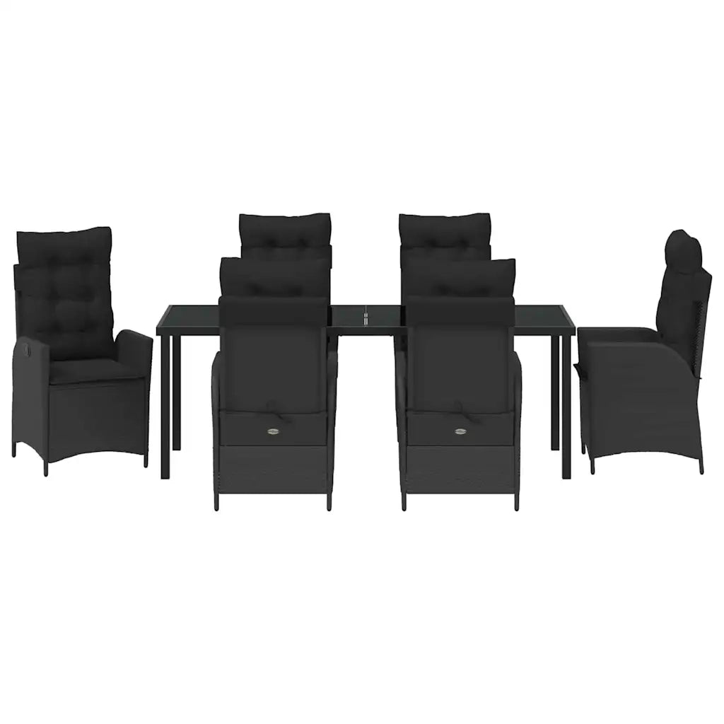 Set da Pranzo per Giardino con cuscino 7 pcs Nero polyrattan 3380489
