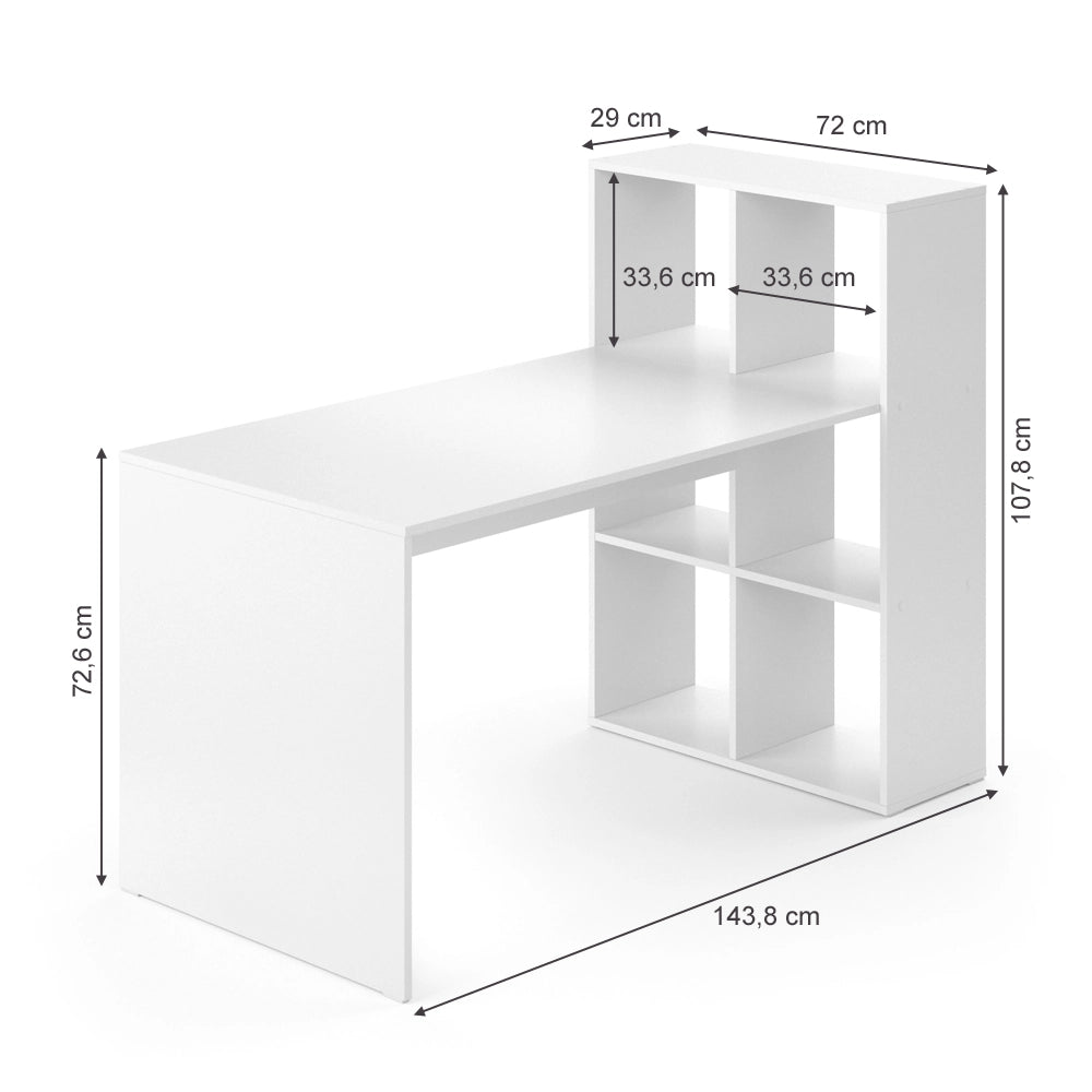 Vicco Scrivania con ripiani Bianco 72 x 143.8 cm