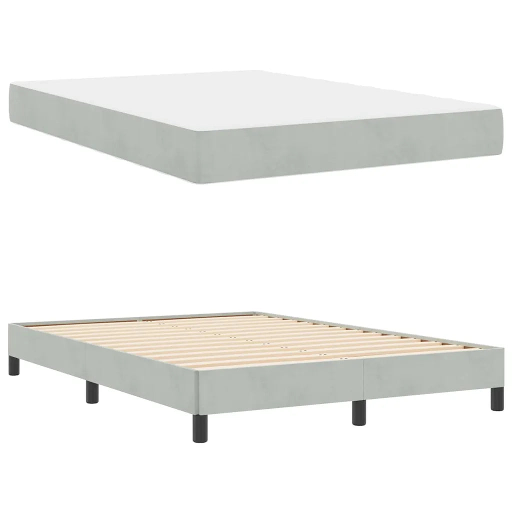 Letto a molle con materasso Grigio chiaro 160 x 210 cm Tessuto