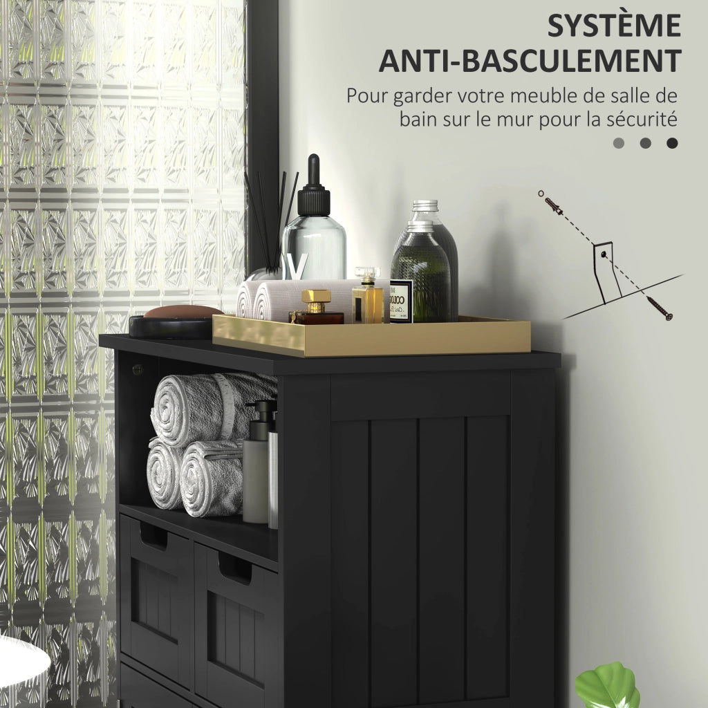 Mobile Bagno Sottolavabo con Ante e Cassetti ¨C Minimal ¨C Nero