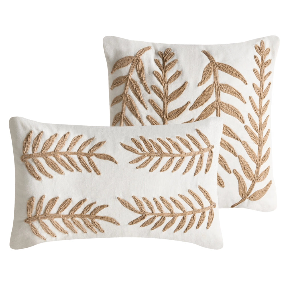 Set di 2 cuscini decorativi bianchi e beige in cotone e juta 45/30 x 45/50 cm Cuscino decorativo
