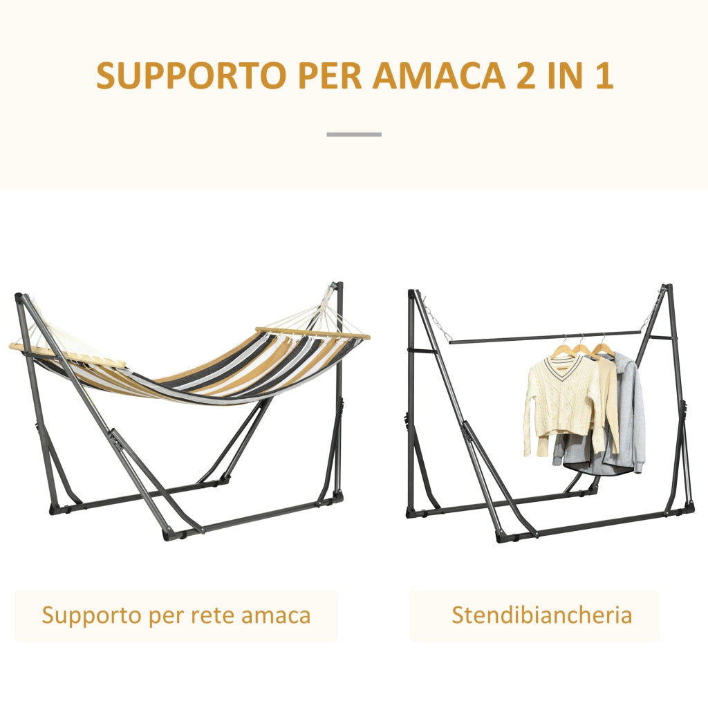 Amaca Autoportante con Supporto Pieghevole ¨C Xylo ¨C Cotone e Acciaio Grigio