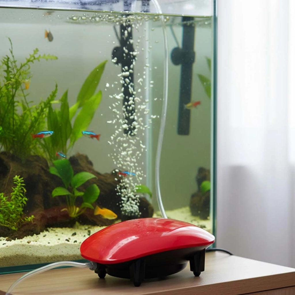 Pompa d'aria per acquario 1,5 W compatta a basso rumore Rosso / Nero Avizar
