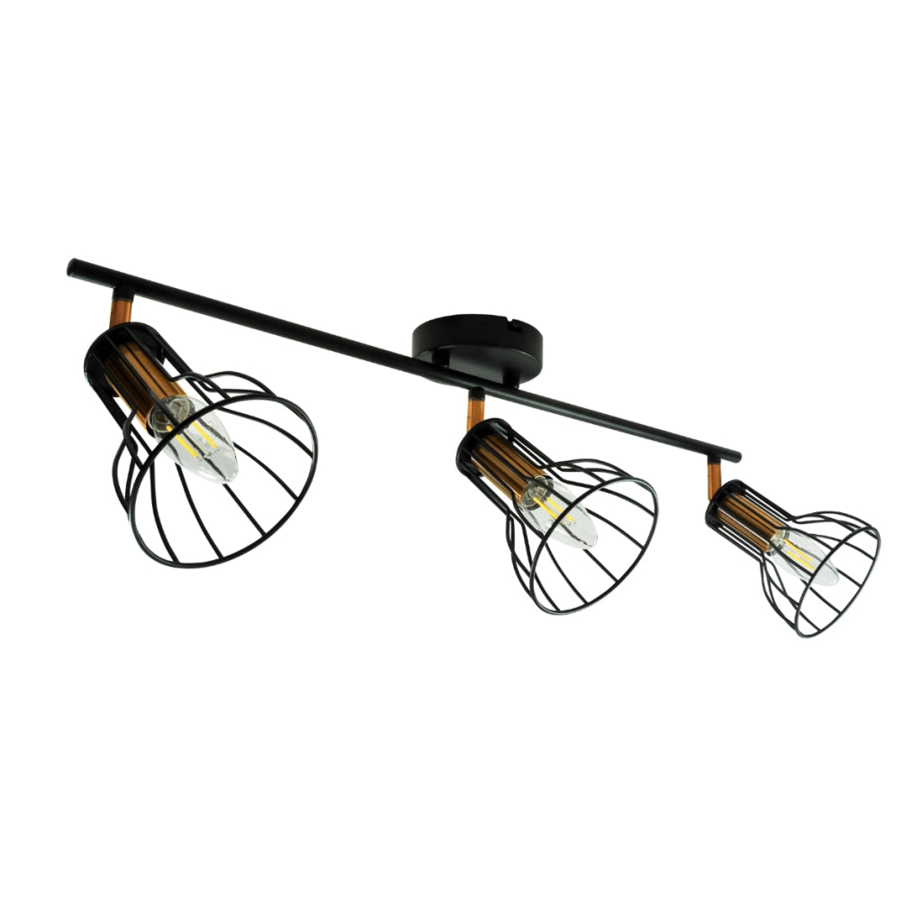 Plafoniera/Applique orientabile SOFIA 3 luci E14 nero rame Polux