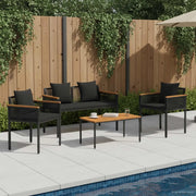 Set di Mobili da Esterno con cuscino 4 pcs Nero polyrattan 42025225