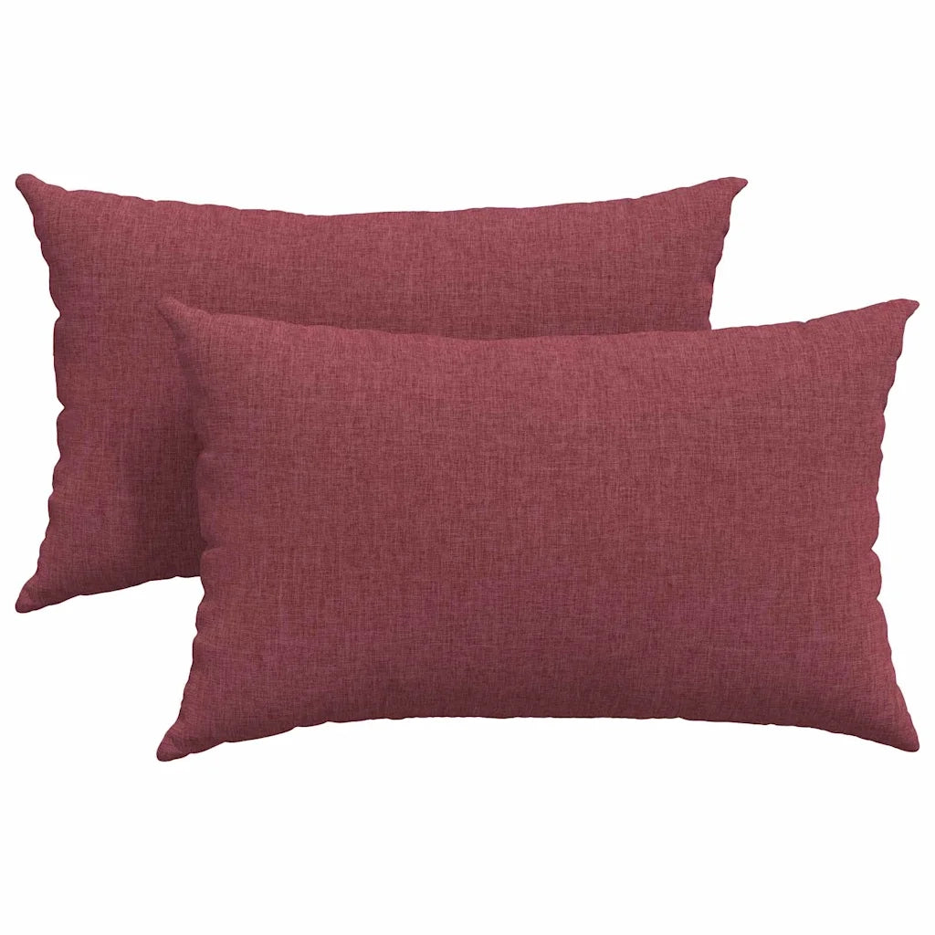 Cuscini da Divano 2 pz-Set di 2 Cuscini per Sofa Rosso Vino 50 x 30 cm Tessuto