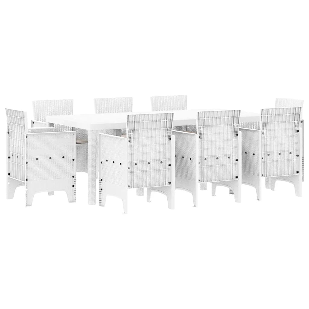 Set da Pranzo per Giardino 9 pcs Bianco Polipropilene