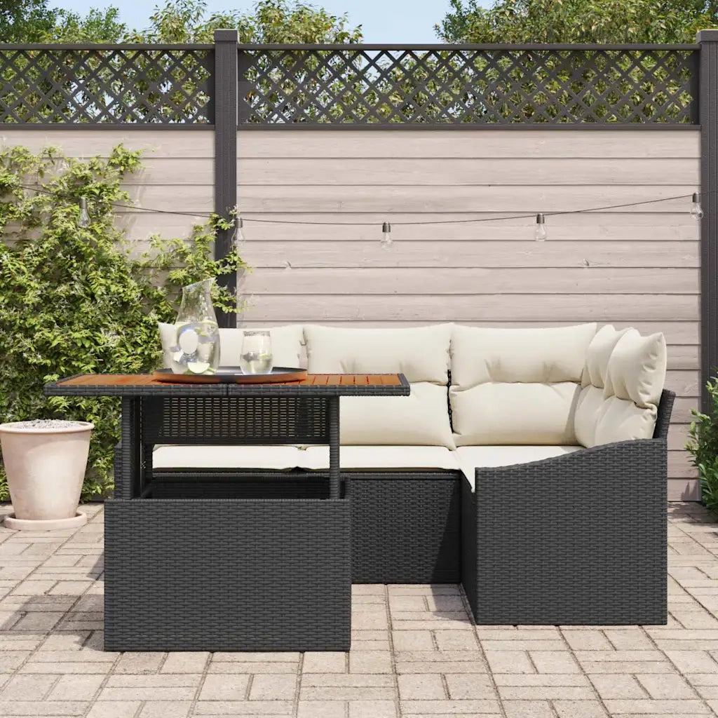 Set da Pranzo per Giardino con cuscino 5 pcs Nero e Crema 3349830