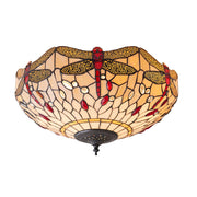 Plafoniera Tiffany vetro beige Libellule 2xE27 60W