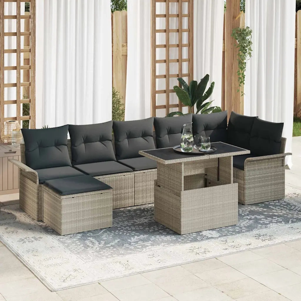 Set Divano da Giardino 8 pcs Grigio chiaro Poly Rattan 3348328
