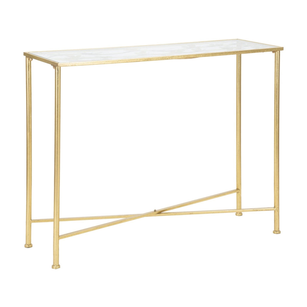 Tavolo Consolle VKH629, Oro, Metallo, 100x35x80 cm