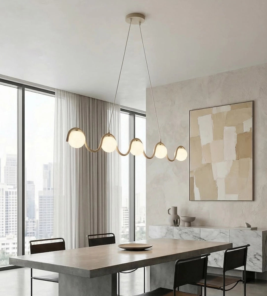 Lampada sospesa SINUS ondulata 5 luci G9 beige Emibig