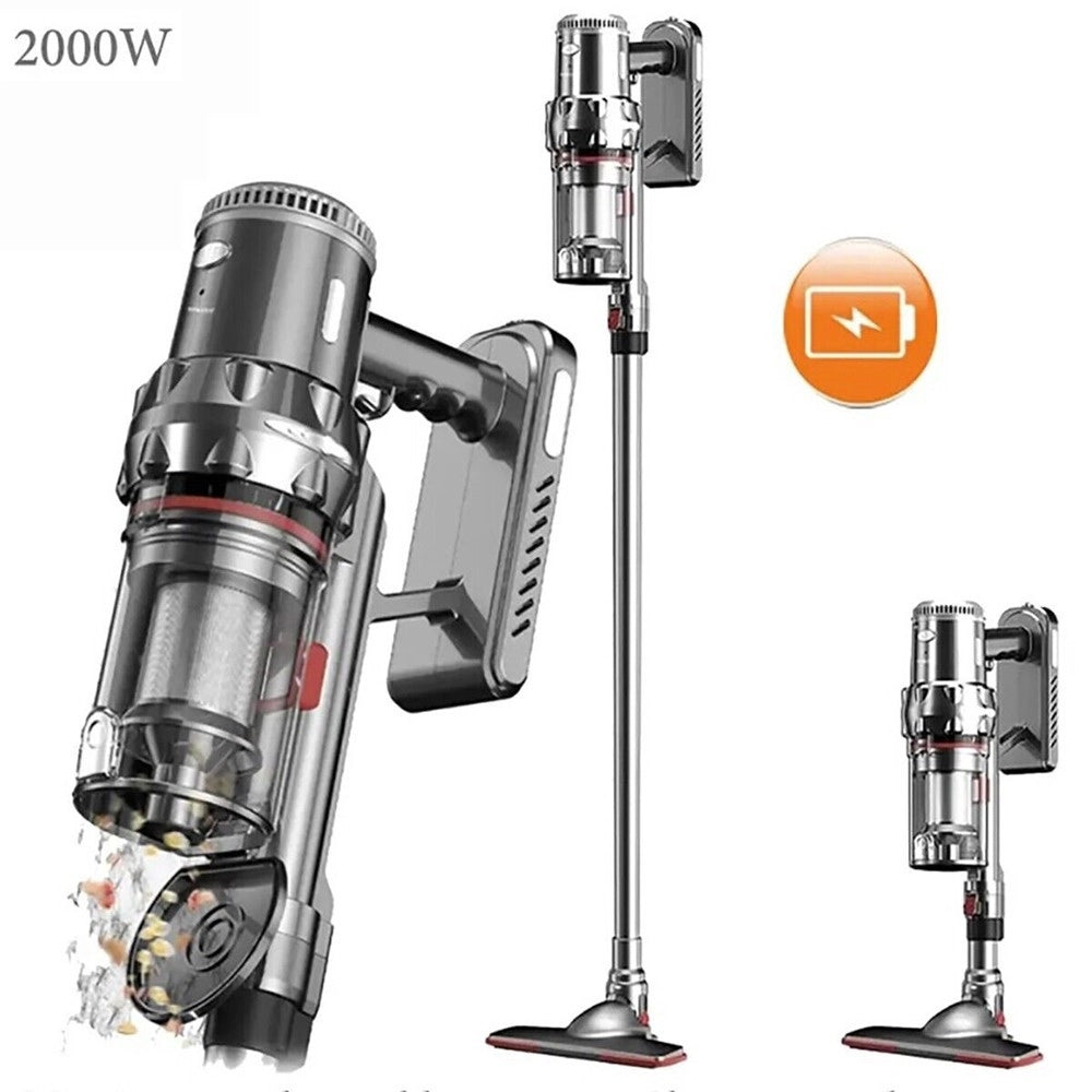 Trade Shop - Aspirapolvere Scopa Ricaricabile Senza Filo Sacco Verticale 2000 Watt Pavimenti -