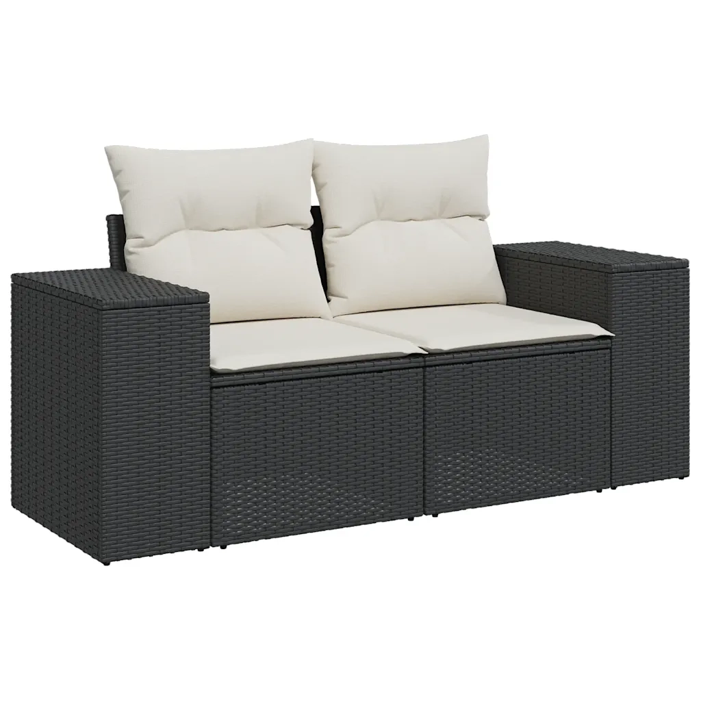 Set Divani da Giardino 4 pz con Cuscini Nero in Polyrattan 3325652