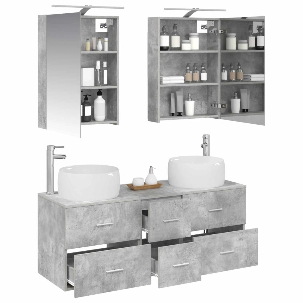 Set di mobili per il bagno 5 pz Grigio Cemento 3407034