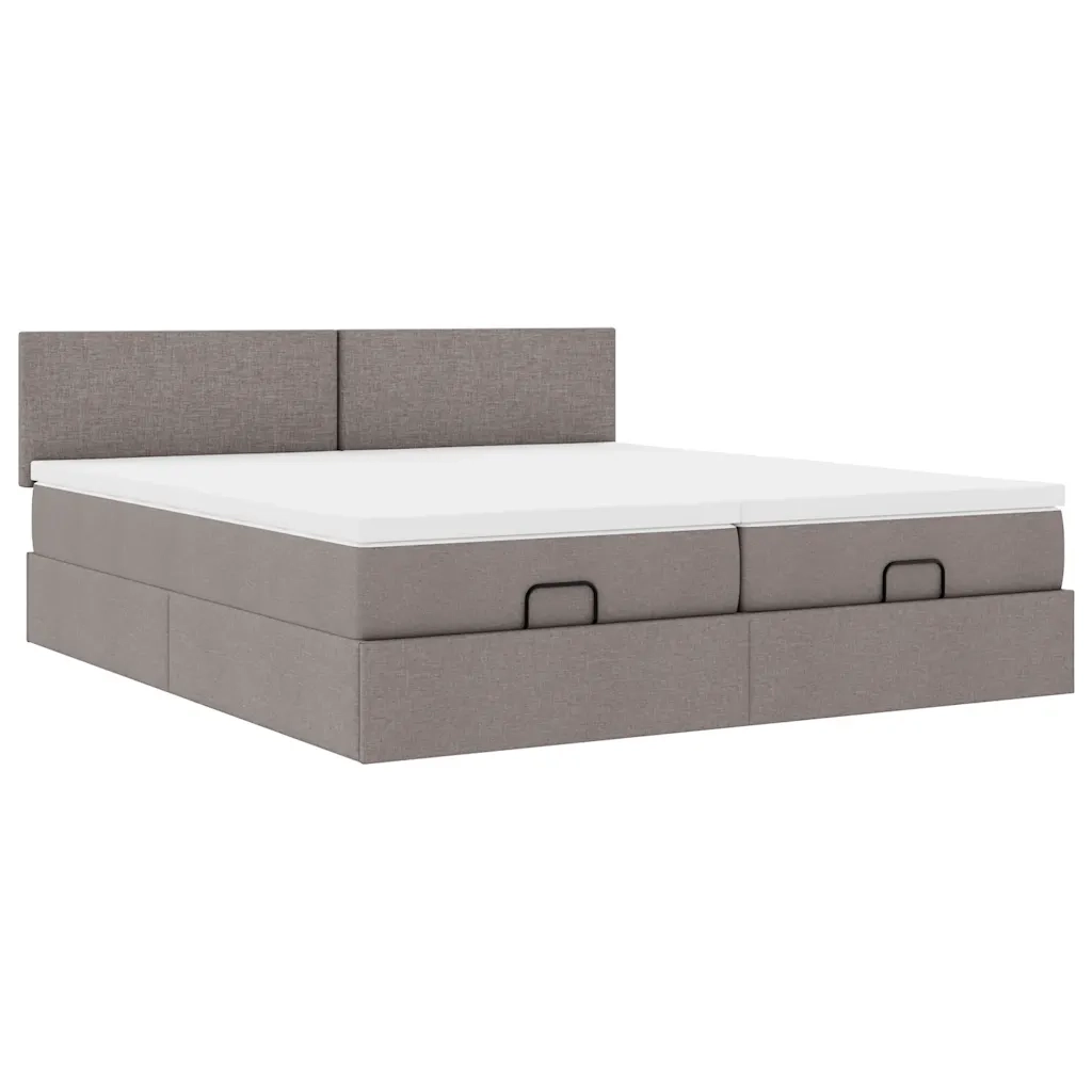 Struttura Letto Pouf con Materassi Tortora 180x200cm in Tessuto 3311977