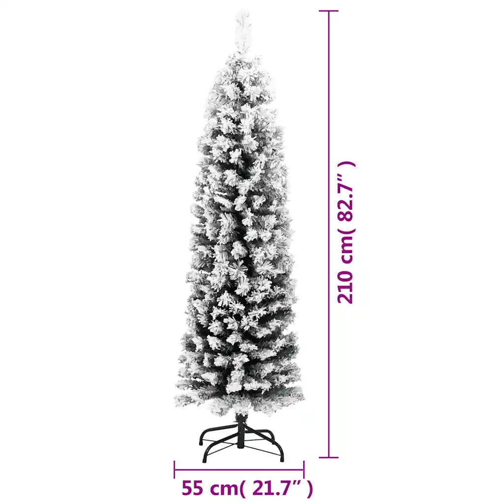 Albero di Natale | Decorazioni natalizie Artificiale con Neve Fioccata Verde 210 cm PVC