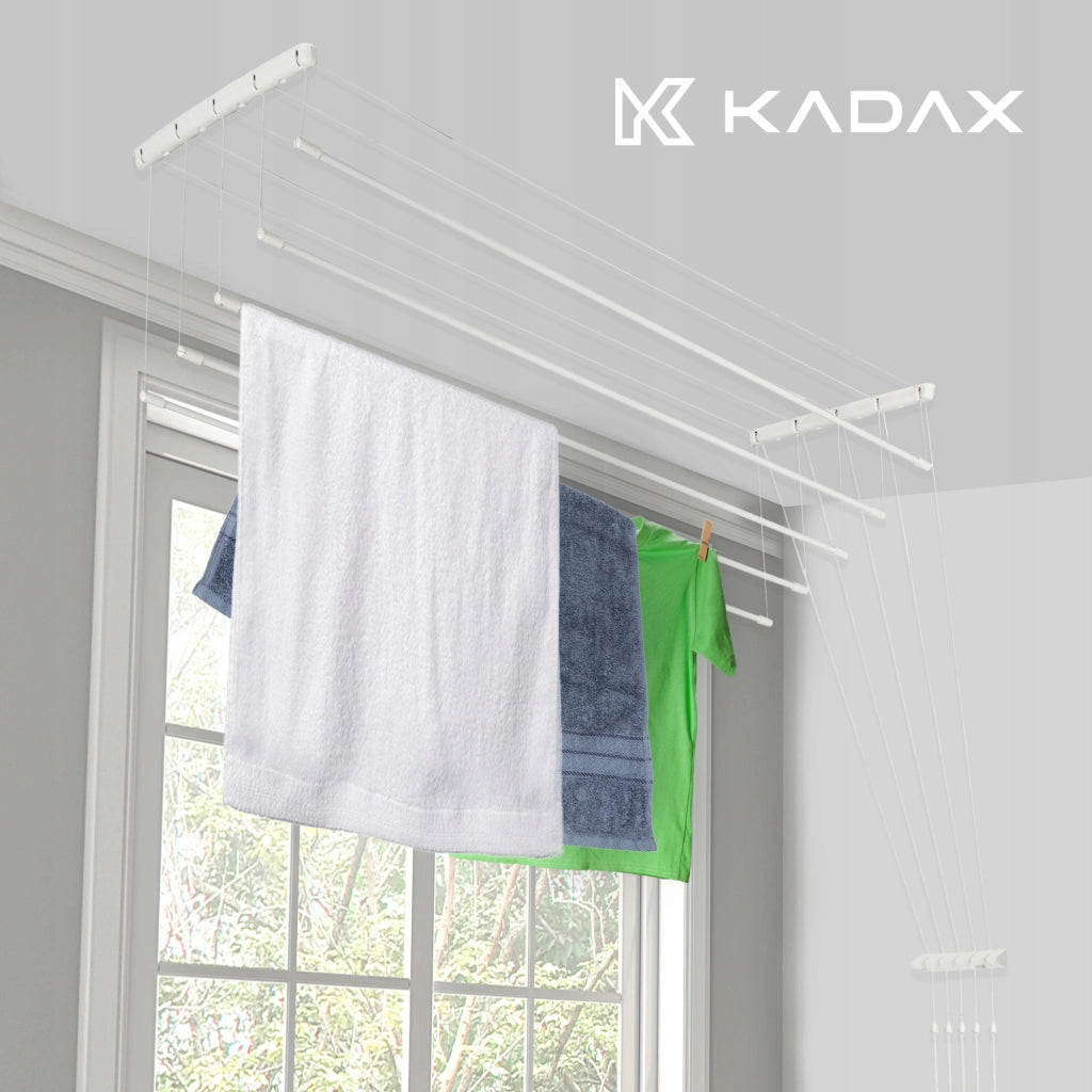 Stendibiancheria da soffitto KADAX per bagno, 5 barre, 150 cm, resistente e robusto.