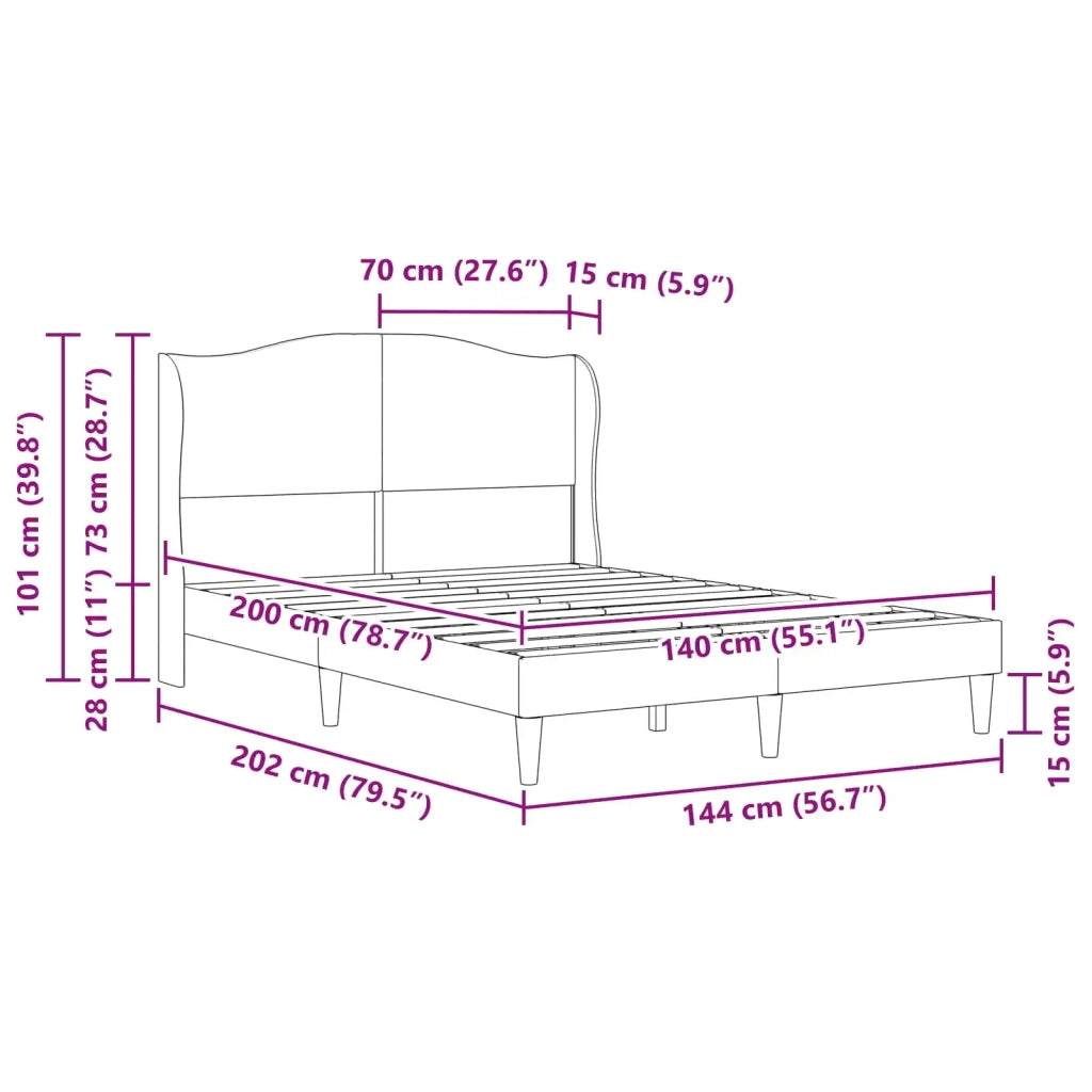 Struttura del letto-Giroletto Grigio Scuro 140 x 200 cm Velluto 399530