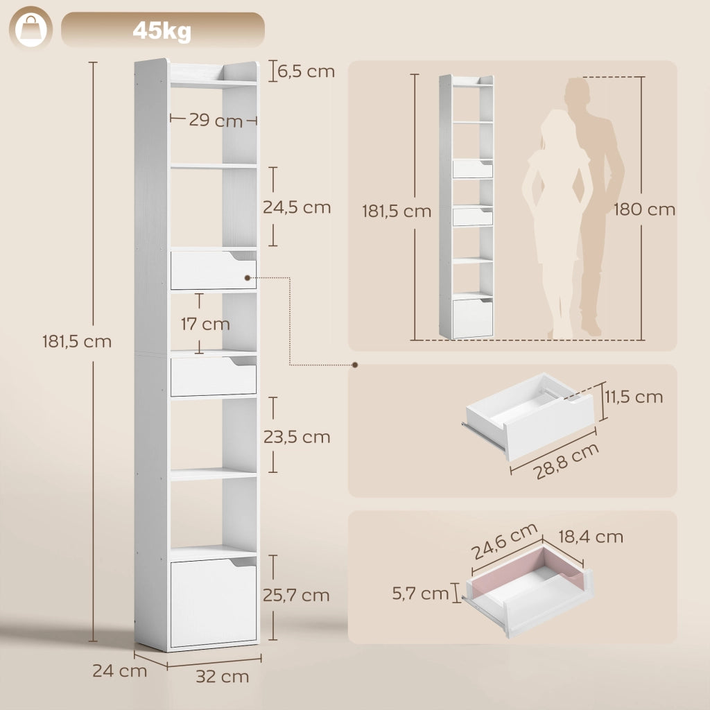 Libreria con ante e cassetti ¨C Minimal ¨C bianco 32x24x181.5