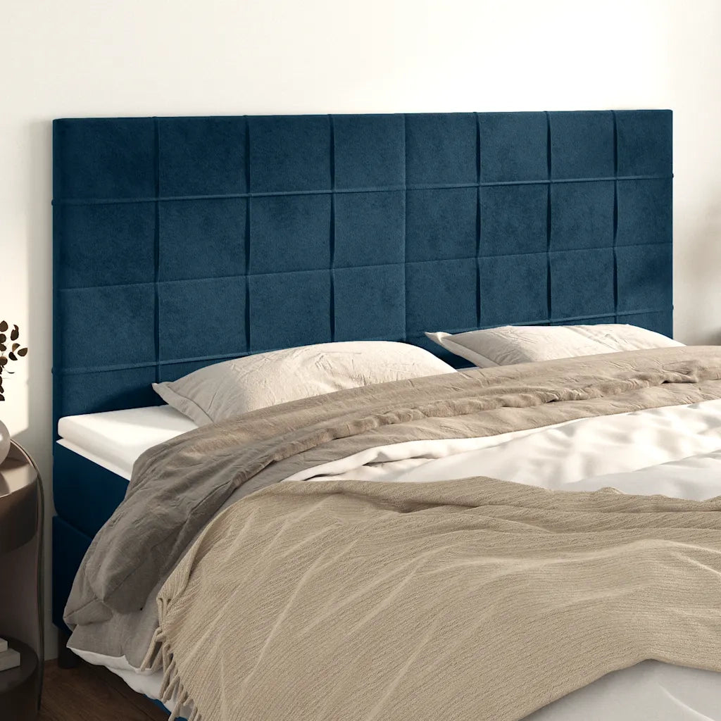 Testiera | Testata Blu Scuro 200x5x118/128 cm Velluto