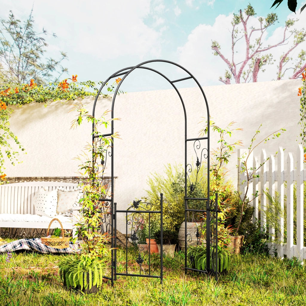 Arco da Giardino con Cancello ¨C Xylo ¨C Metallo Nero 2.2x1m