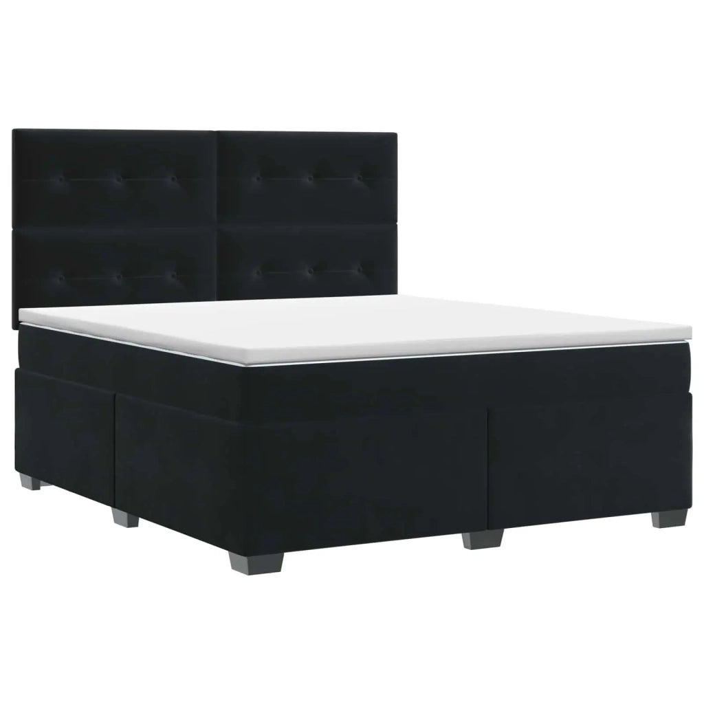 Letto box spring con materasso Nero 140 x 190 cm Velluto 3453640