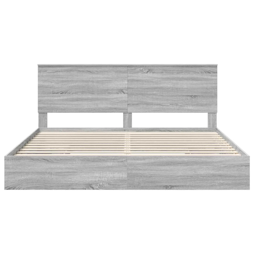 Letto con Contenitore con testiera Grigio Sonoma 200 x 200 cm 3411178