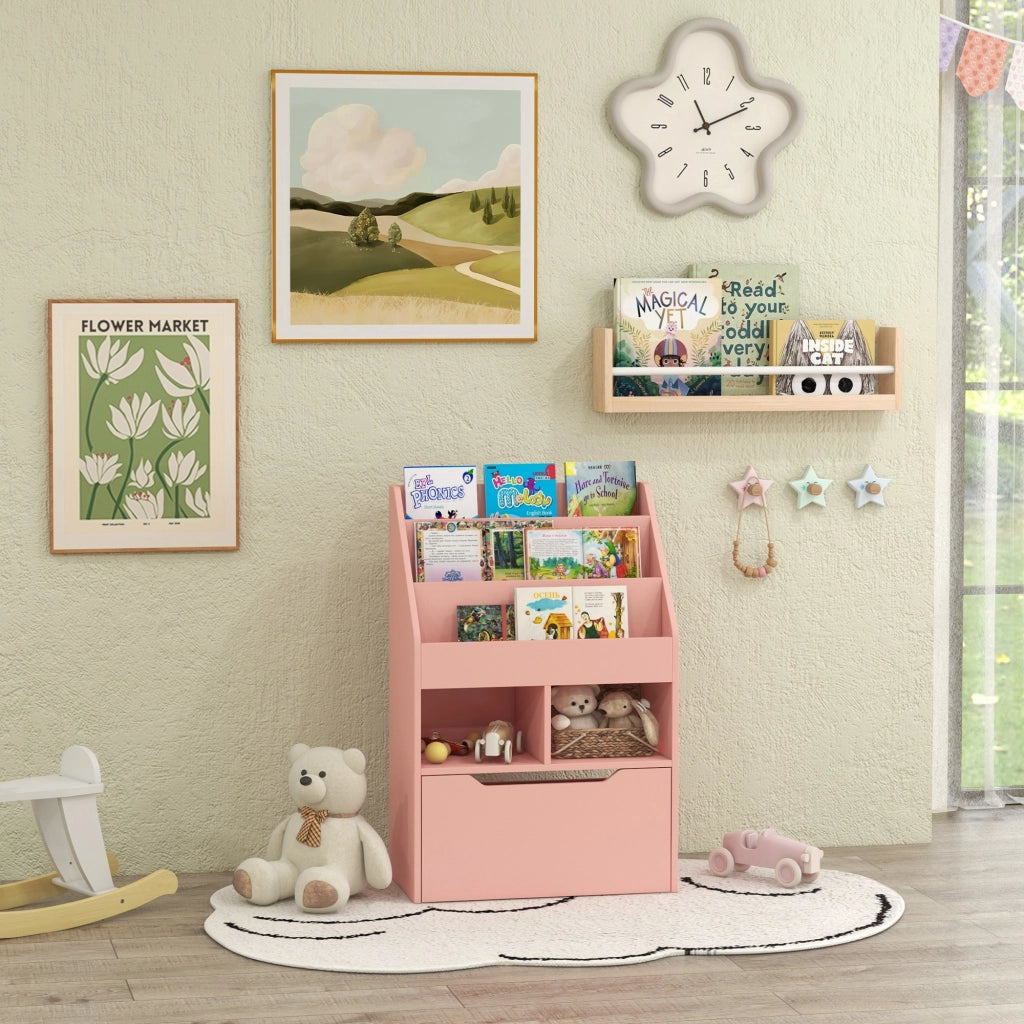 Libreria Bambini con Ripiani e Cassetto ¨C Minimal ¨C Rosa 60x30x90