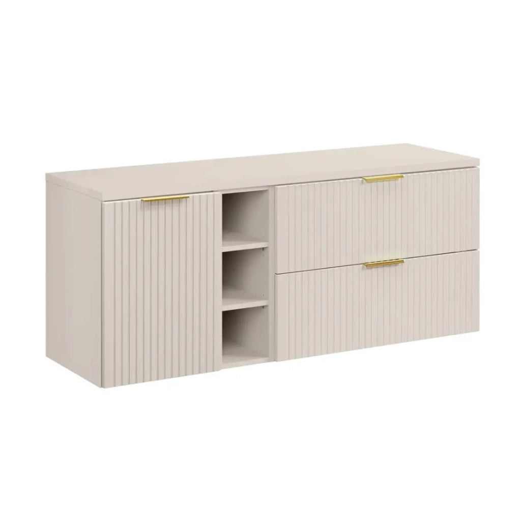Set da bagno NOXERA 140 cm – Marrone Congo – piano per lavabo + 4 cassetti + 2 nicchie