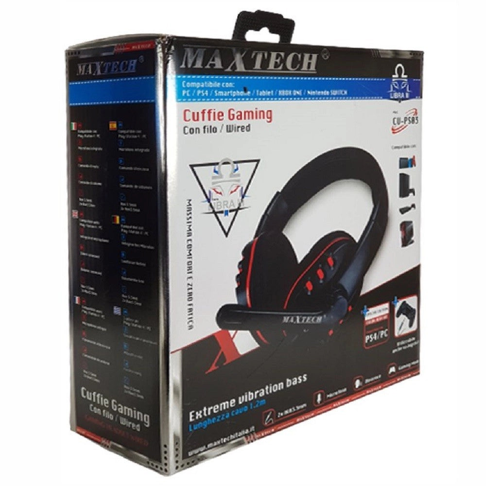 Trade Shop - Cuffie Da Gioco Gaming Headset Con Microfono Compatibile Per Ps4/pc Maxtech Cu-ps03 -