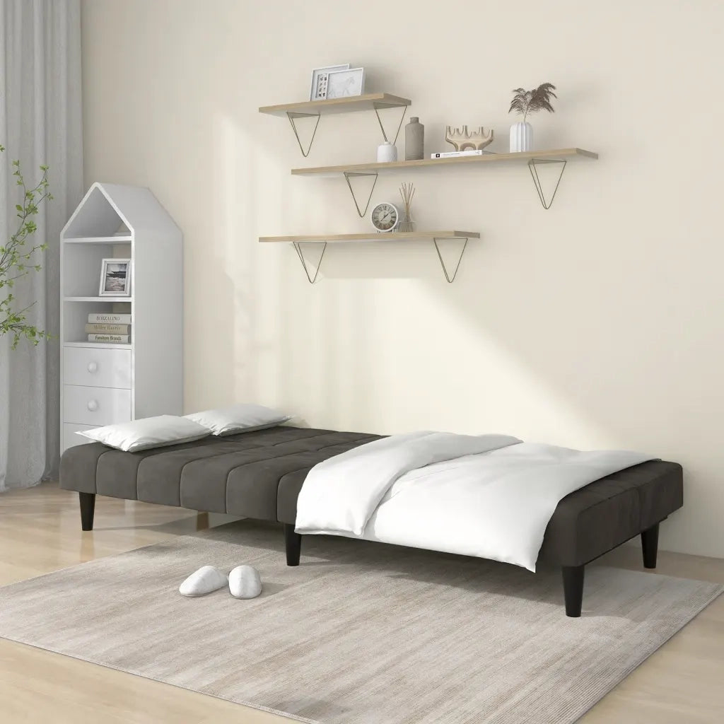Divano Letto a 2 Posti-Sofa Letto 2 Posti-Daybed Grigio Scuro in Velluto 659702
