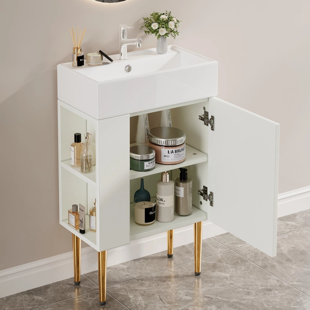 MOBILE BAGNO con lavabo 55 cm bianco in MDF da terra