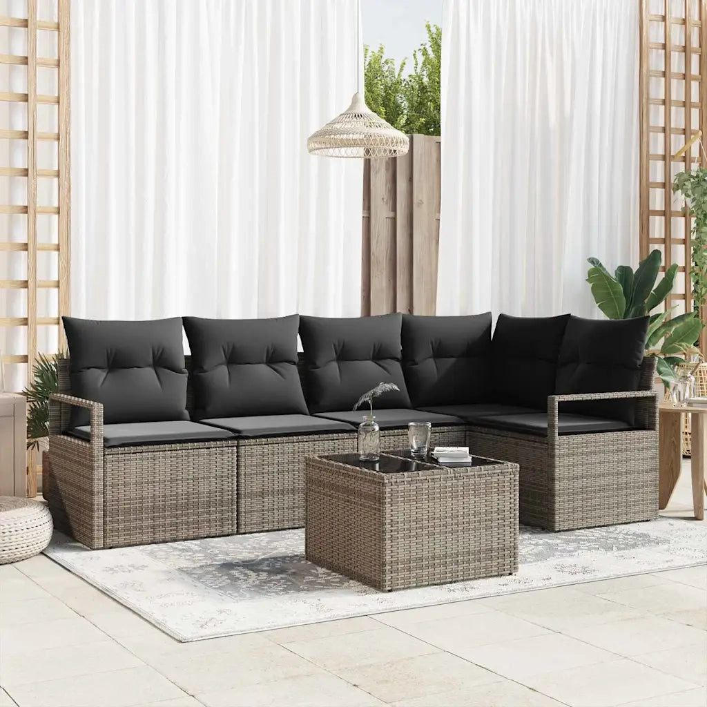 Set Divano da Giardino 6 pcs Grigio chiaro polyrattan 3355058