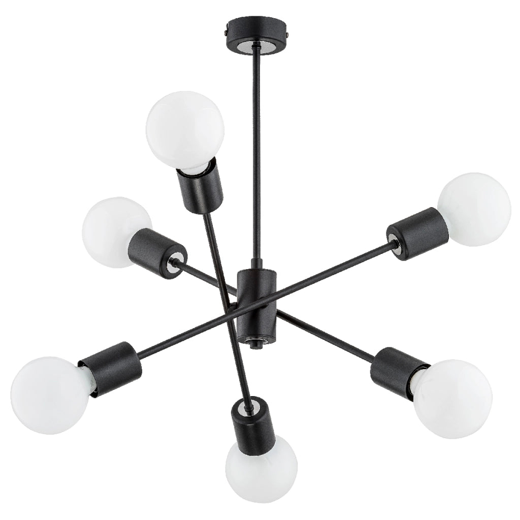 Lampada a sospensione loft nera 6xE27 Alfa MADI Ø46cm