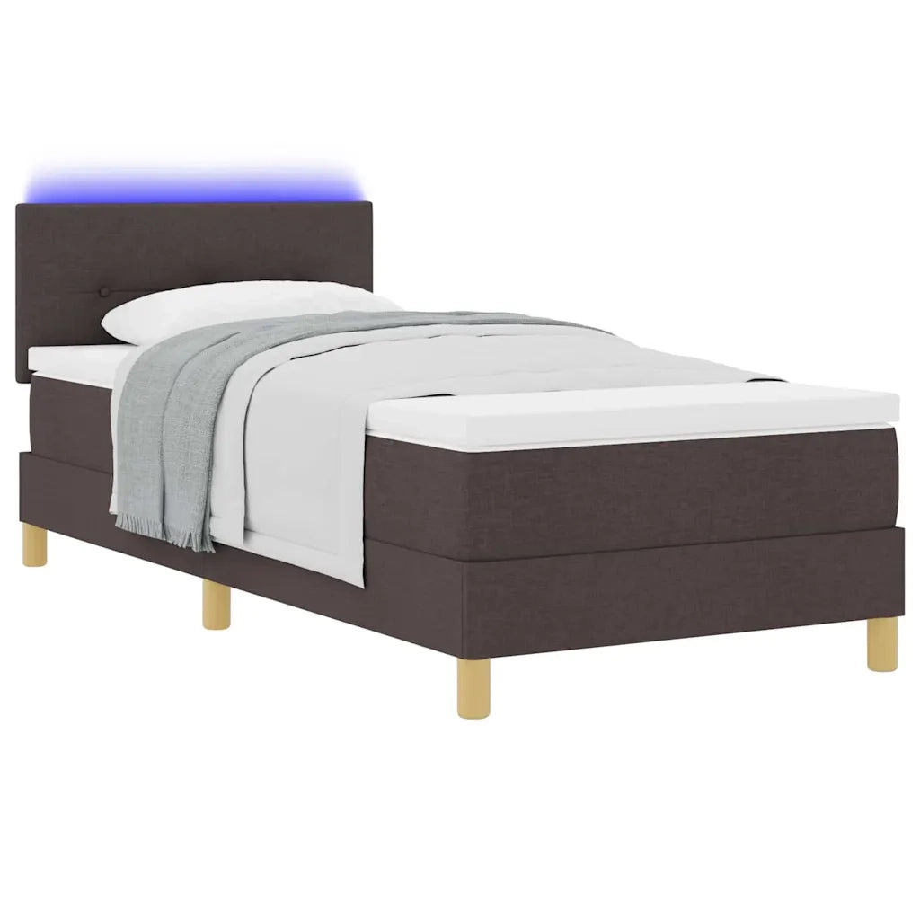 Letto a Sorgente LED con led Marrone Scuro 80 x 200 cm Tessuto