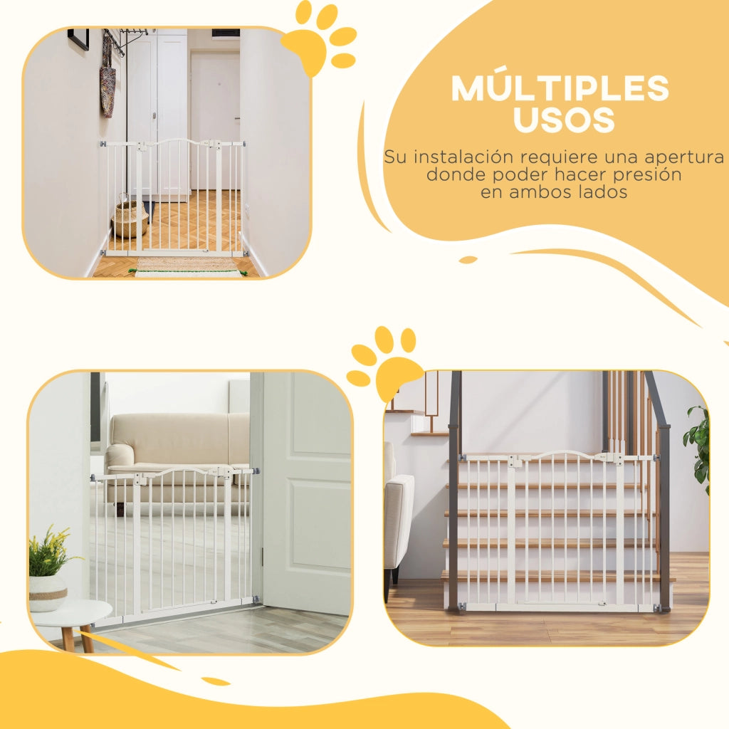 Barriera di Sicurezza Regolabile per Cani con 2 Estensioni ¨C Minimal ¨C Bianco 76-104 cm