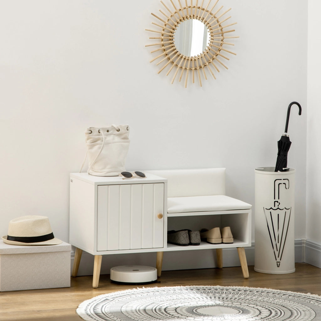 Scarpiera con Seduta Imbottita e Armadietto ¨C Zephmum ¨C Bianco 80x33x49