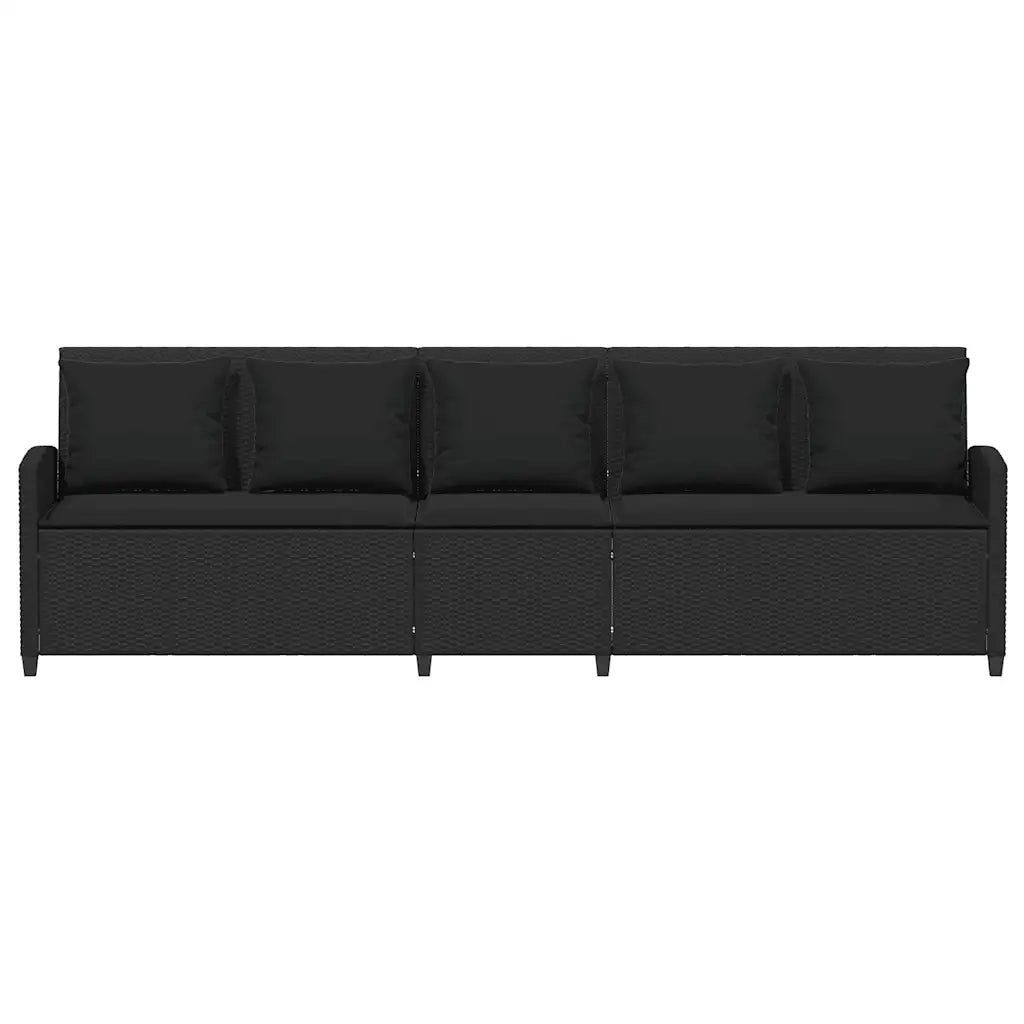Divano da Giardino a 5 Posti con Cuscini Nero in Polyrattan 4104112